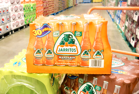 A 30-pack of mandarin-flavored beverages at Costco Business Center.